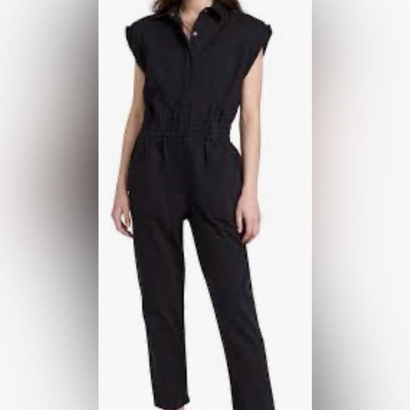 Pistola Rosie Utility Jumpsuit in Fade to Black Denim Y2K Style Size Medium - Picture 2 of 10